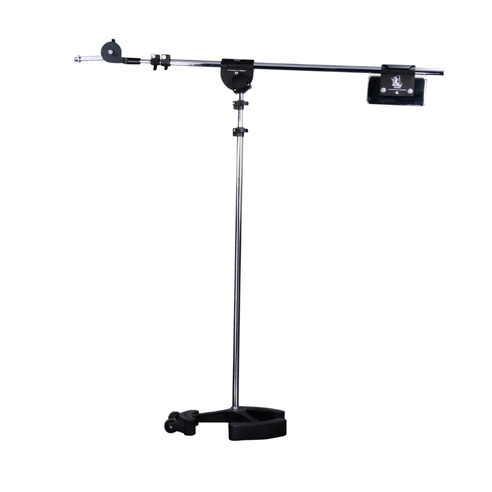 Latch_Lake_micKing_3300_-_Telescopic_Studio_Boom_Microphone_Stand_with_Lever_Locks_Heavy-Duty_Boom_Clutch_and_Stable_Base_with_Castor_Wheels_Chrome_-_1