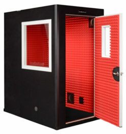 VocalBooth Gold 6x4 w/ 3x3 Window/ 1x2 Door Window/ Red Auralex Interior/ Black Exterior