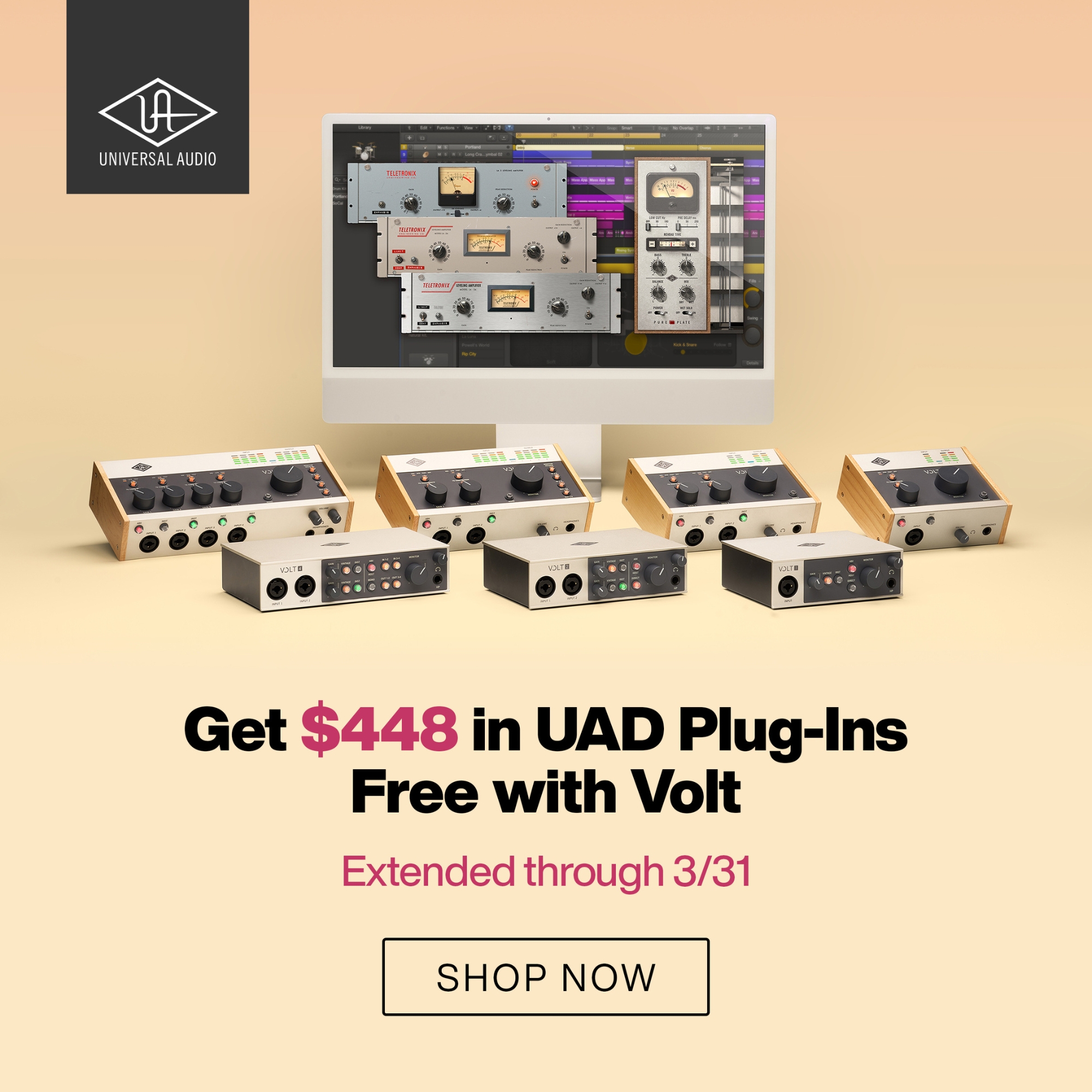 Get 448 in UAD PlugIns Free with Any Volt USB Audio Interface Audio