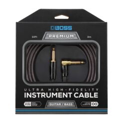 BOSS_BIC-P10A_-_Premium_1_4-inch_TS_Male_Straight_to_1_4-inch_TS_Male_Right-Angle_High-Fidelity_Instrument_Cable_10ft_-_3m_-_1