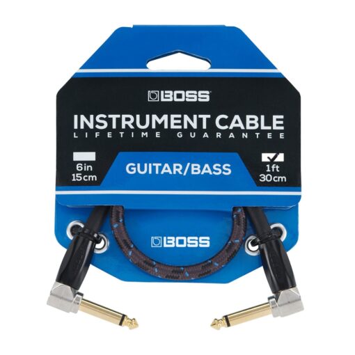 BOSS_BIC-1AA_-_1_4-inch_TS_Male_Right-Angle_to_1_4-inch_TS_Male_Right-Angle_Patch-Pedal_Cable_1ft_-_30cm_-_1