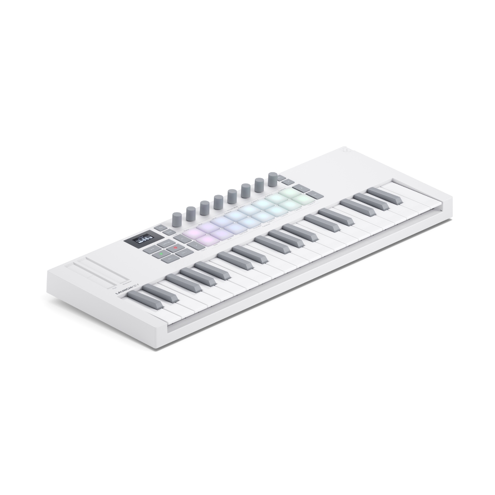 Novation_LaunchKey_Mini_37_Mk4_White_Edition_-_37-Key_MIDI_Controller_Keyboard_6_-_Left_Angle