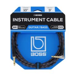 BOSS_BIC-10A_-_1-4-inch_TS_Male_Straight_to_1-4-inch_TS_Male_Right-Angle_Instrument_Cable_10ft_-_3m_-_1