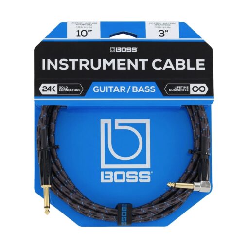 BOSS_BIC-10A_-_1-4-inch_TS_Male_Straight_to_1-4-inch_TS_Male_Right-Angle_Instrument_Cable_10ft_-_3m_-_1
