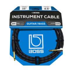 BOSS_BIC-15A_-_1-4-inch_TS_Male_Straight_to_1-4-inch_TS_Male_Right-Angle_Instrument_Cable_15ft_-_4.5m_-_1