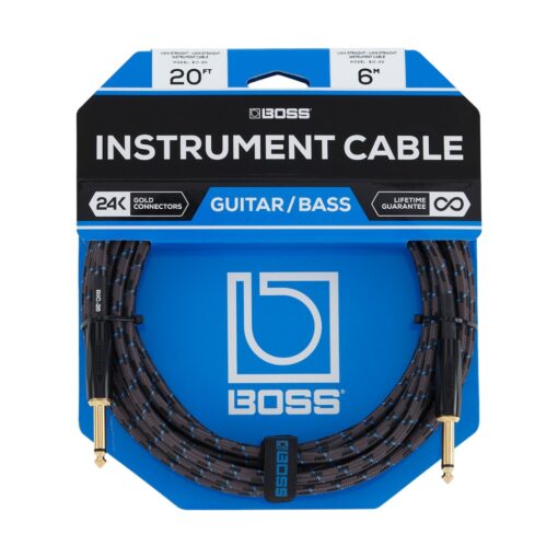 BOSS_BIC-20_-_1-4-inch_TS_Male_Straight_to_1-4-inch_TS_Male_Straight_Instrument_Cable_20ft_-_6m_-_1