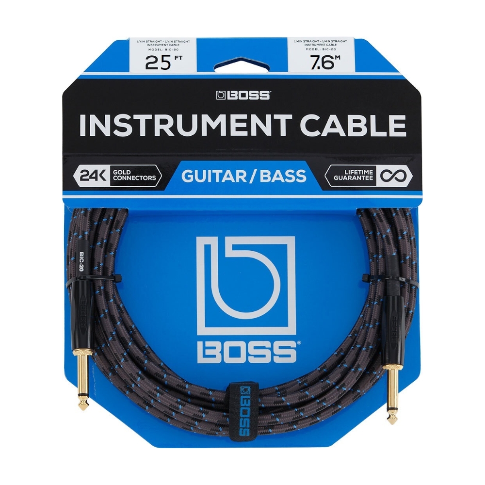 BOSS_BIC-25_-_1-4-inch_TS_Male_Straight_to_1-4-inch_TS_Male_Straight_Instrument_Cable_25ft_-_7.5m_-_1