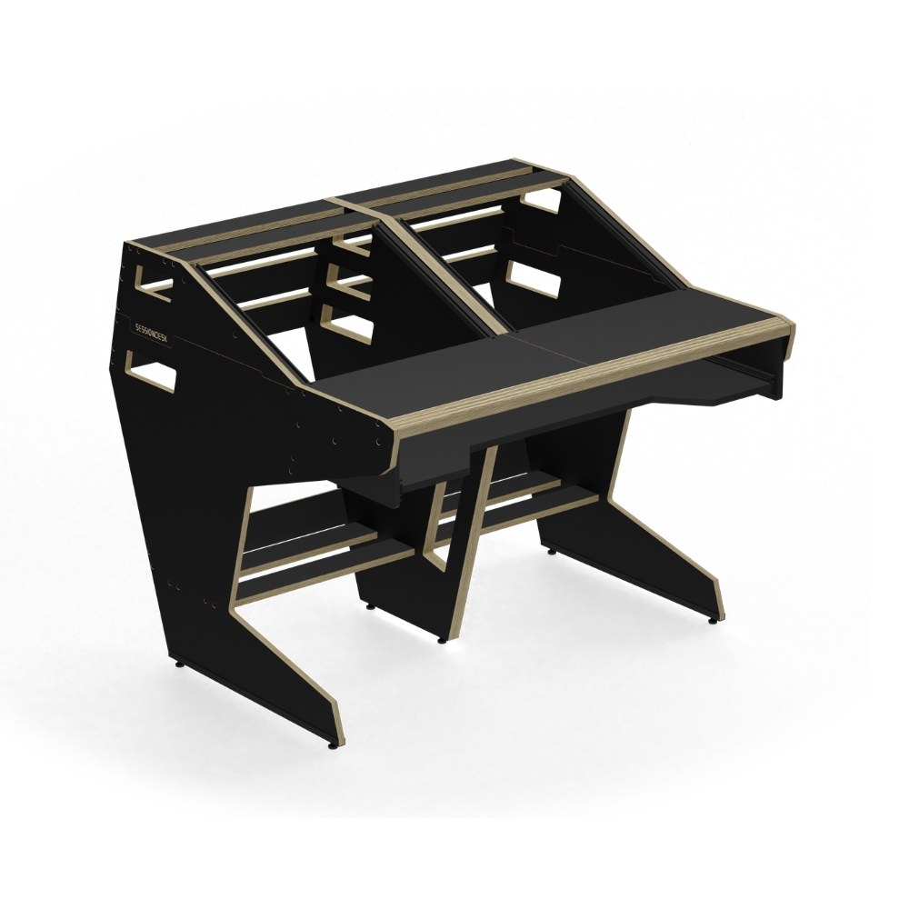 SESSIONDESK_QUINTAV_2-0_-_Studio_Workstation_with_Keyboard_Tray_90s_Black_-_1_Front_Side