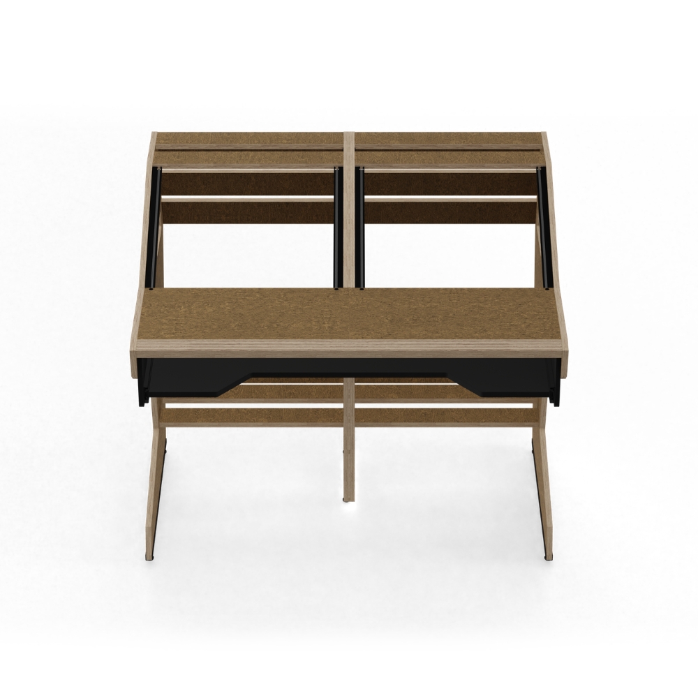 SESSIONDESK_QUINTAV_2-0_-_Studio_Workstation_with_Keyboard_Tray_50s_Brown_-_2_Front