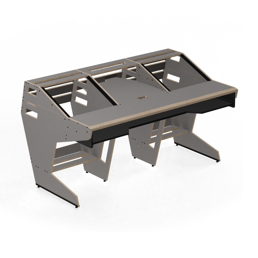 SESSIONDESK_OKTAV_2-0_-_Studio_Workstation_with_Keyboard_Tray_80s_Grey_-_1_Front_Side