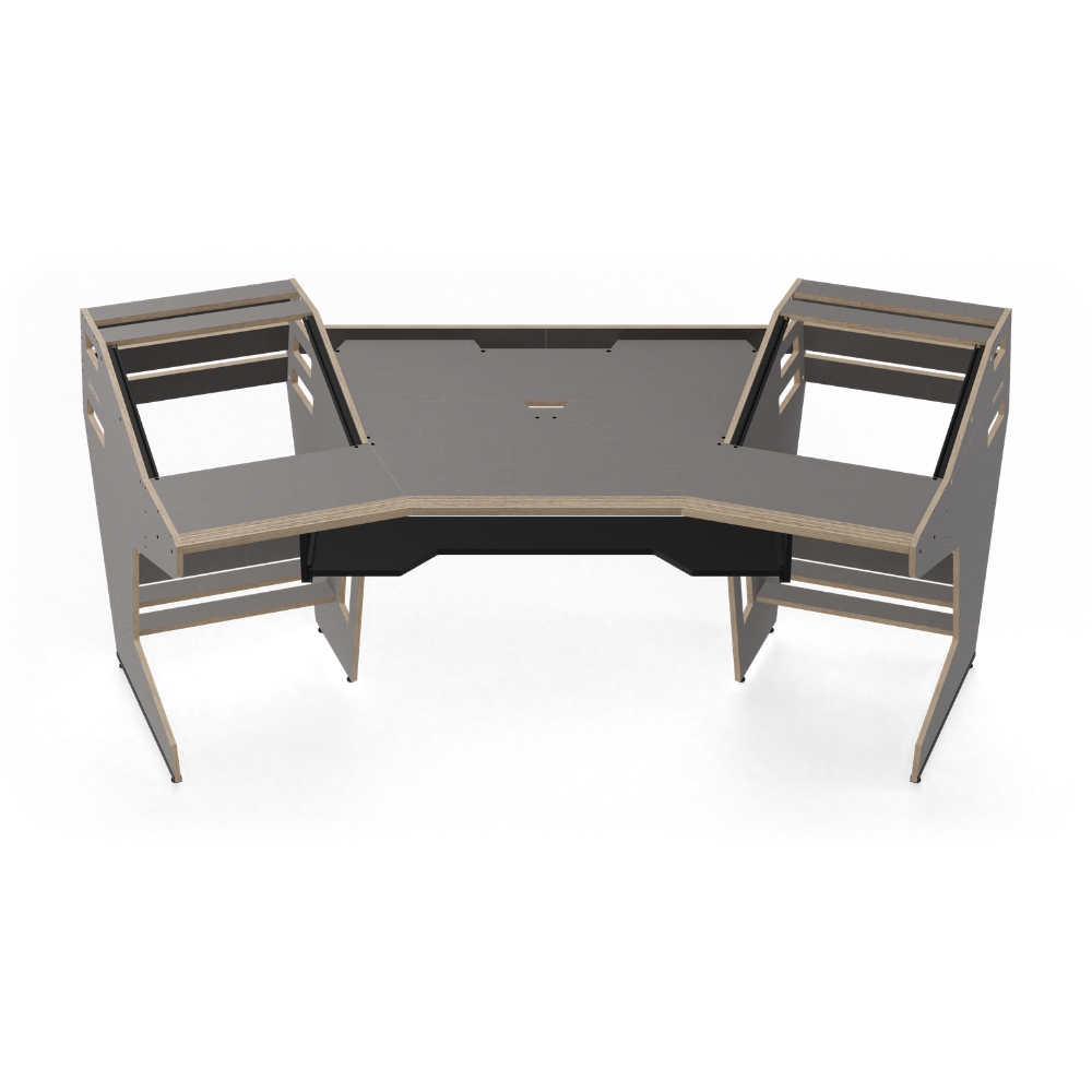 SESSIONDESK_GUSTAV_2-0_-_Studio_Workstation_with_Keyboard_Tray_80s_Grey_-_2_Front