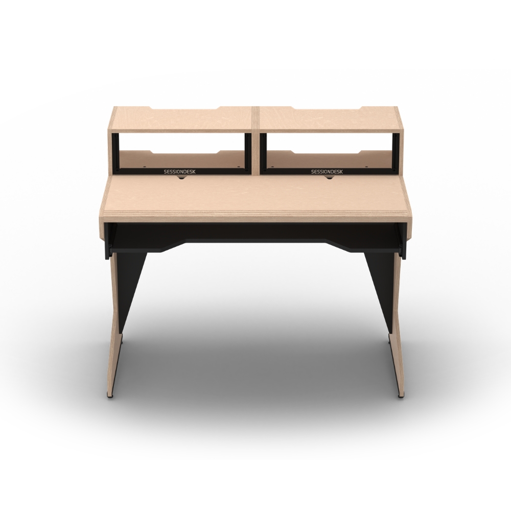 SESSIONDESK_HOME_small_2-0_-_Studio_Desk_with_Racks_and_Keyboard_Tray_100_Percent_Birch_-_2_Front