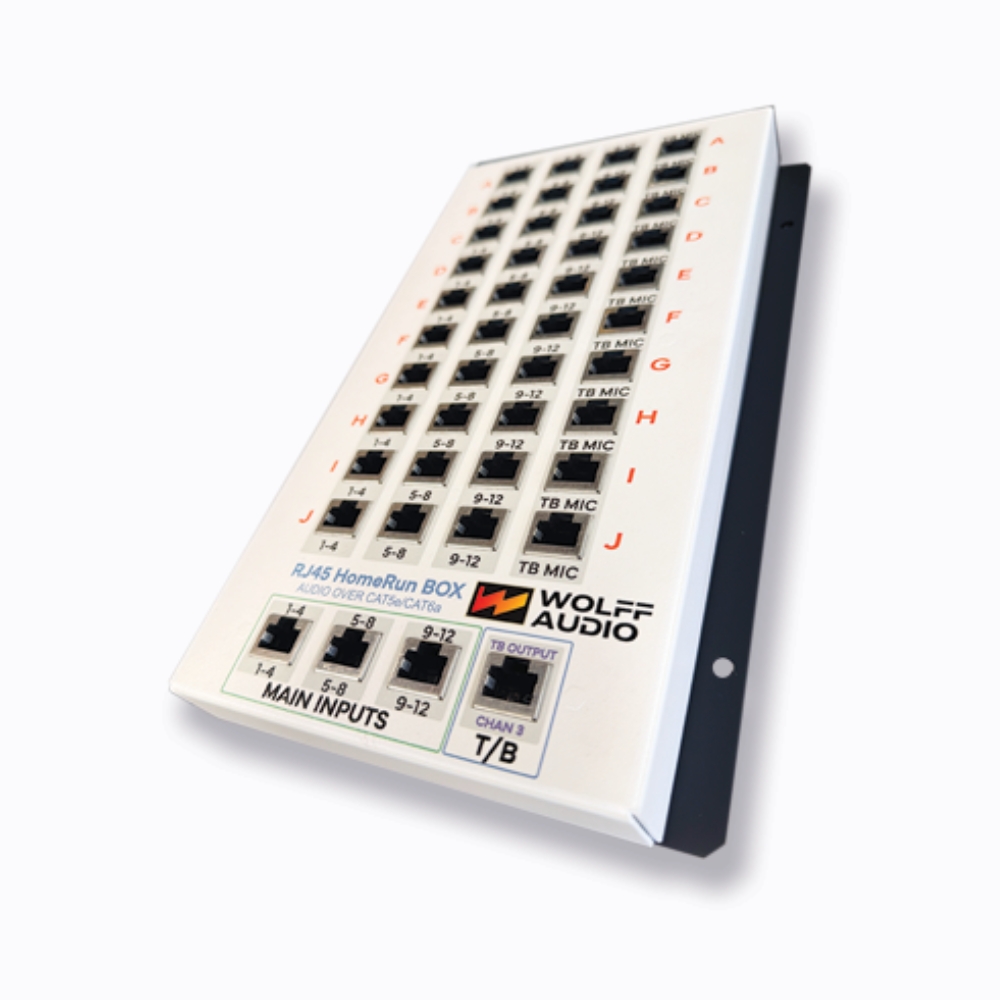 Wolff_Audio_MeMore_RJ45_HomeRun_Box_-_Multi-Distribution_Hub_for_Up_to_10_MeMore_Units_-_2_Front_Side_Angle