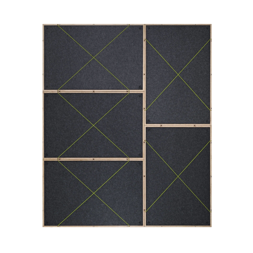 SESSIONDESK_SessionbloX_SBX_core_-_Modular_Broadband_Acoustic_Absorber_Panel_-_7_Multiple_Horizontal_and_Vertical_Front_Green_Laso