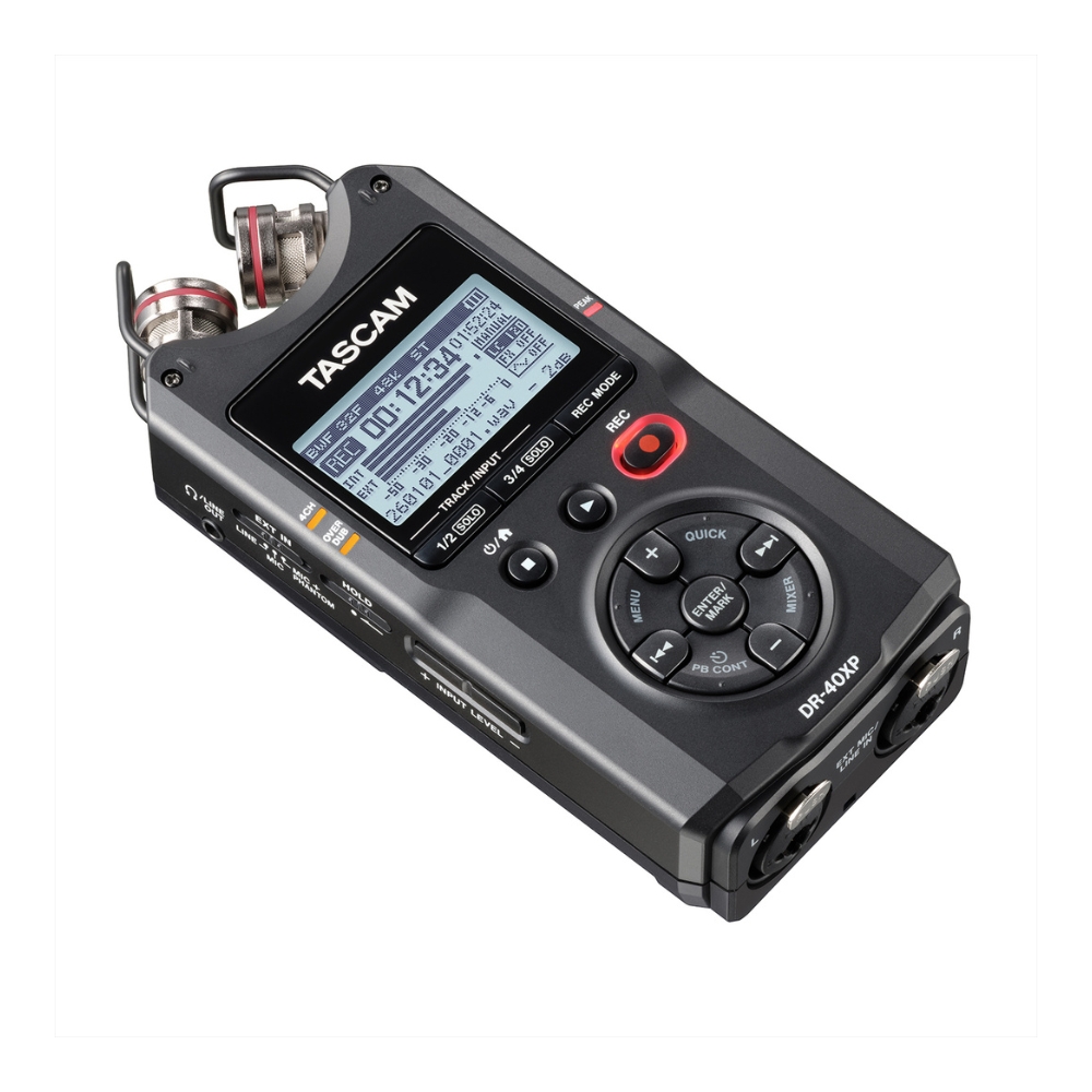 TASCAM_DR-40XP_-_4-Channel_32-Bit_Float_Portable_Field_Recorder_with_USB-C_Interface_and_Adjustable_Mics_-_6_Left_Side_Front_Angled_Mics_Inward_X-Y