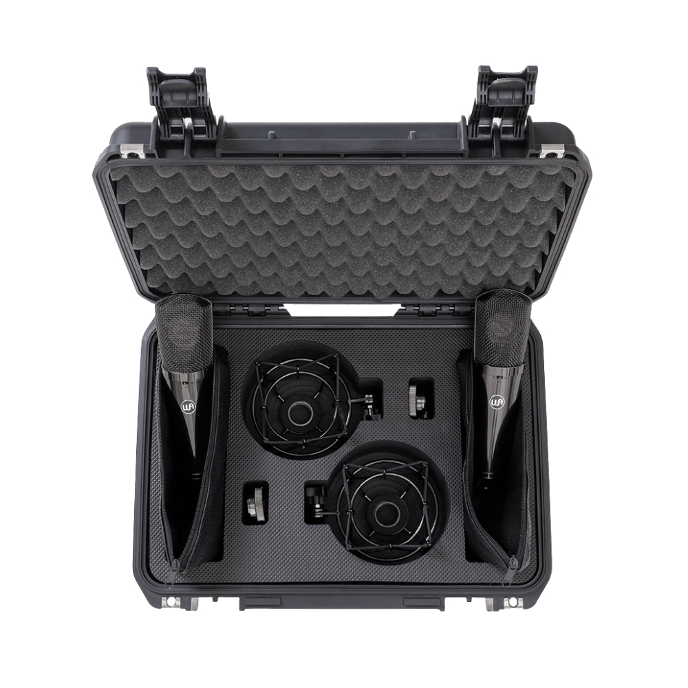 Warm_Audio_WA87_R2_TS_Stereo_Pair_-_Large_Diaphragm_Transformer-Balanced_Condenser_Microphones_Titanium_-_4_Contents_Open_Case