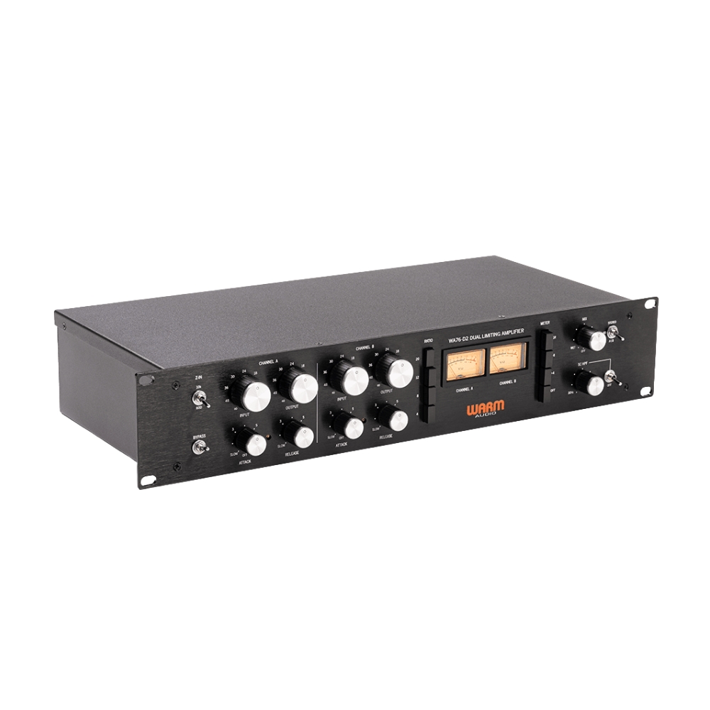 Warm_Audio_WA76-D2_-_Dual-Channel_Clean_Gain_Discreet_FET_Compressor_-_1_Hero_Front_Right_Angle