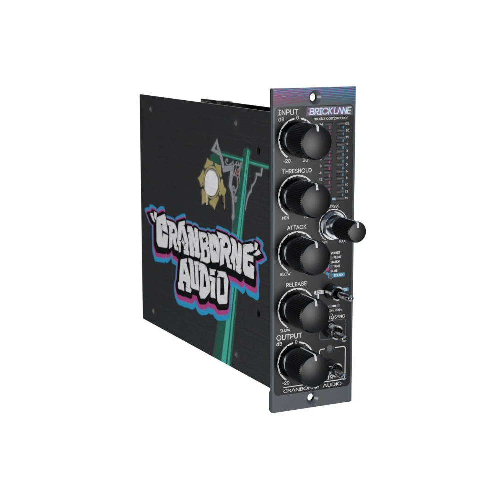 Cranborne_Audio_Brick_Lane_500_-_500-Series_Modal_PWM_Compressor_with_6_Compression_Modes_and_Harmonic_Stress_Control_-_2_Left_Side_Front_Panel_Right_Angle_View
