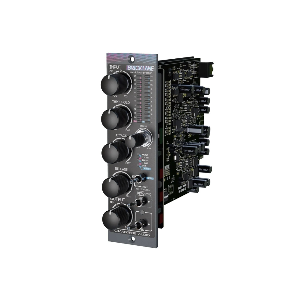 Cranborne_Audio_Brick_Lane_500_-_500-Series_Modal_PWM_Compressor_with_6_Compression_Modes_and_Harmonic_Stress_Control_-_4_Right_Side_Internal_Components_Front_Panel_Left_Angle_View