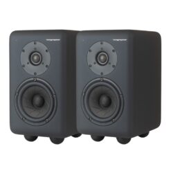 Telegrapher_FOX_-_Active_Analog_2-Way_Nearfield_Studio_Monitor_-_Telegrapher_Gray_Pair_-_2_Front_Right_Side_Left_Angle