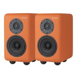 Telegrapher_FOX_-_Active_Analog_2-Way_Nearfield_Studio_Monitor_-_Jaipur_Orange_Pair_-_2_Front_Right_Side_Left_Angle