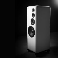 Telegrapher_RHINO_-_Active_Analog_4-Way_Far-field_Main_Monitor_-_2_Trooper_White_Single_Left_Speaker_Right_Side_Front_Left_Angle