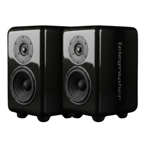 Telegrapher_CARBON_FOX_-_Active_Analog_2-Way_Nearfield_Studio_Monitor_-_Glossy_Pair_-_1_Front_Right_Side_Left_Angle_Pair