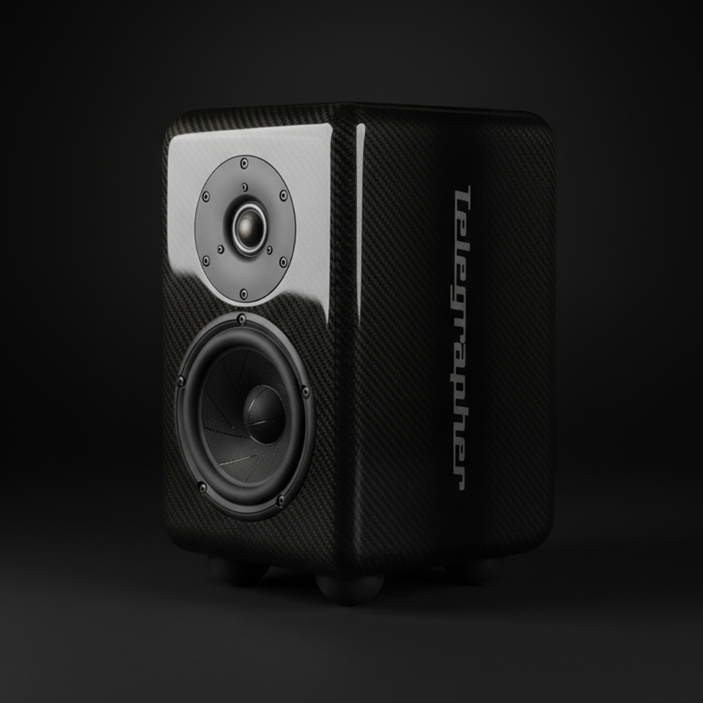 Telegrapher_CARBON_FOX_-_Active_Analog_2-Way_Nearfield_Studio_Monitor_-_Glossy_Pair_-_2_Front_Right_Side_Left_Angle_Single