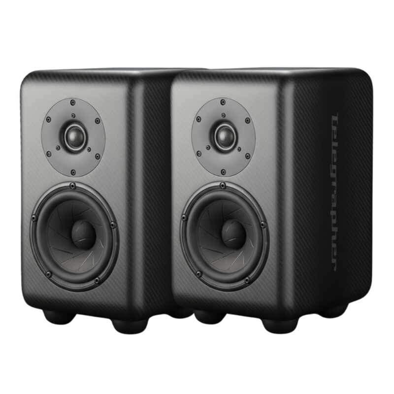 Telegrapher_CARBON_FOX_-_Active_Analog_2-Way_Nearfield_Studio_Monitor_-_Matte_Pair_-_1_Front_Right_Side_Left_Angle_Pair