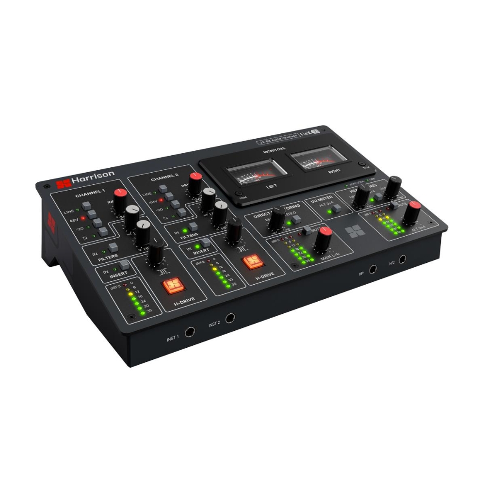 Harrison_Audio_Flex-10_-_10-In_12-Out_32-Bit_192_kHz_USB-C_Audio_Interface_with_ADAT_-_2_Front_and_Top_Left_Side_Right_Angle