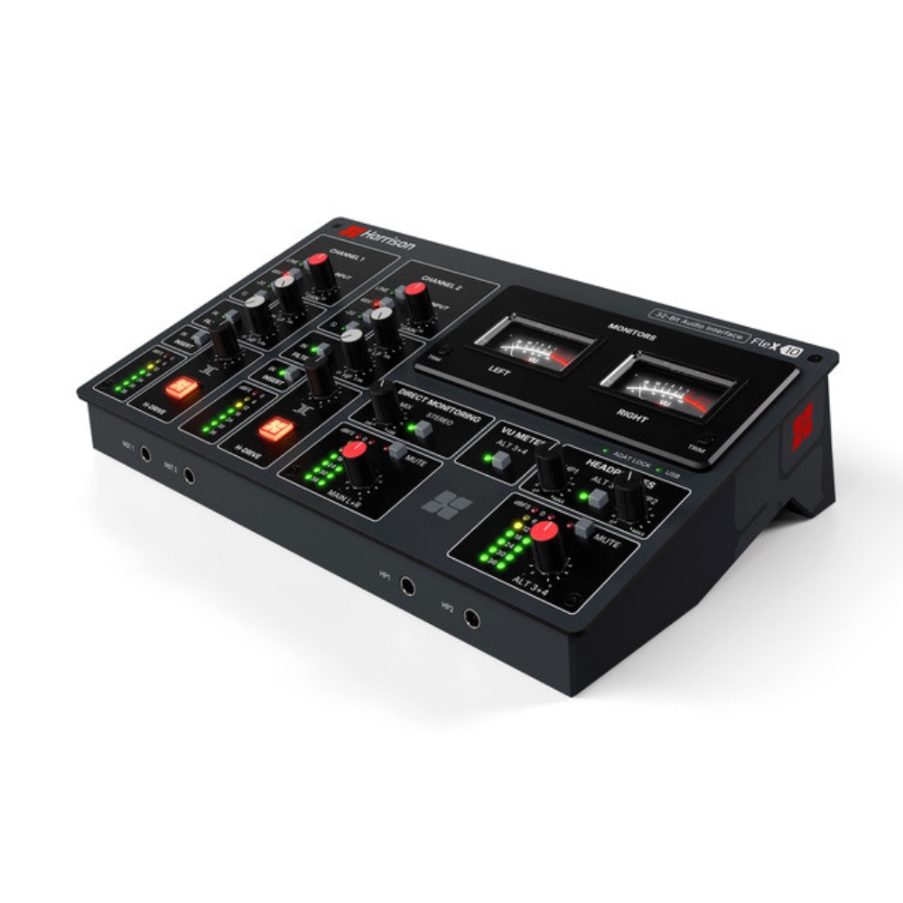 Harrison_Audio_Flex-10_-_10-In_12-Out_32-Bit_192_kHz_USB-C_Audio_Interface_with_ADAT_-_6_Front_and_Top_Right_Side_Left_Angle
